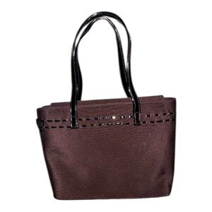 Stuart Weitzman Crepe Bag with Patent Leather Details Vintage Brown